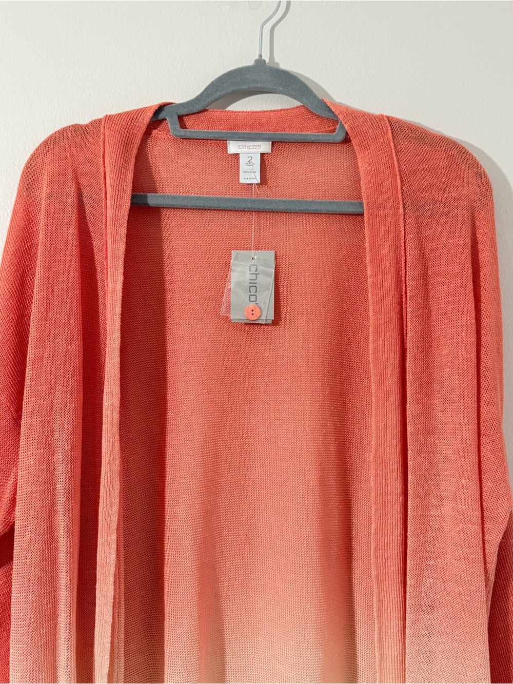 NWT Chico’s “Everlasting Cardigan” ombre 100% linen cardigan sweater (size 2/L) - Picture 2 of 6